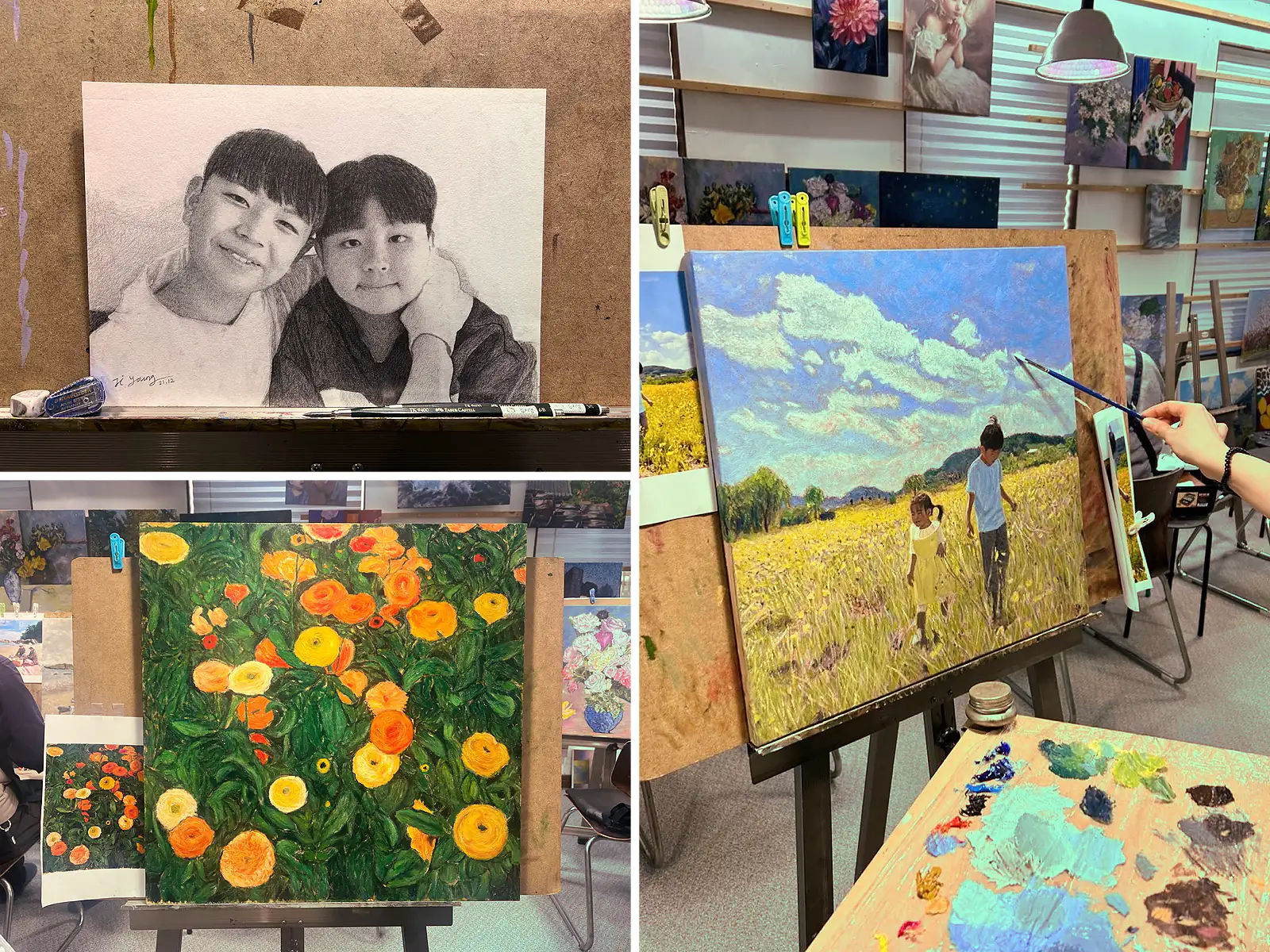 초보자를 위한 뎃생·유화 인물과 풍경 작품 예시