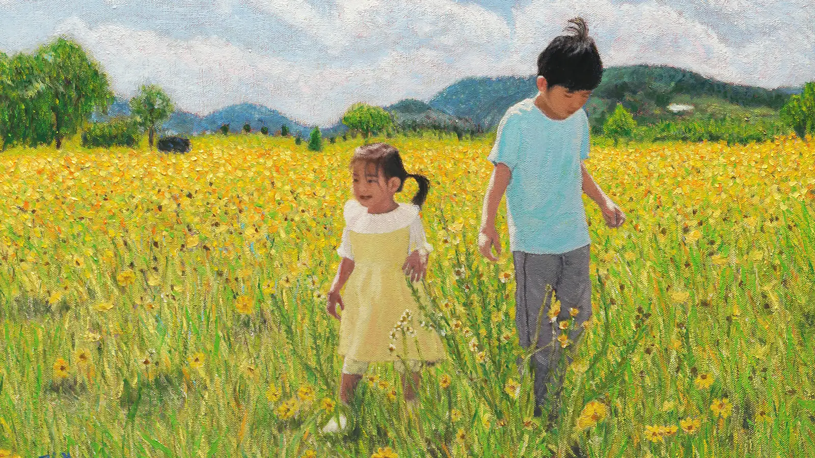 사파동 색온도 화실 유화 인물과 풍경화 작품 예시