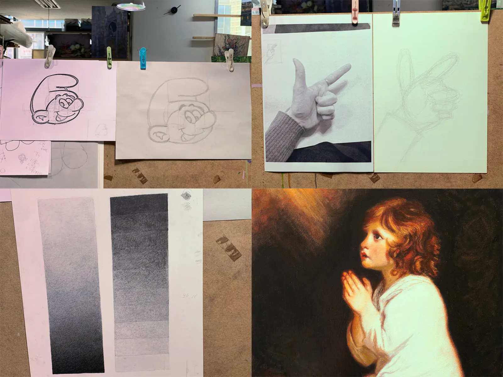 기초 뎃생부터 유화 인물화까지 비교로 보는 성장 과정